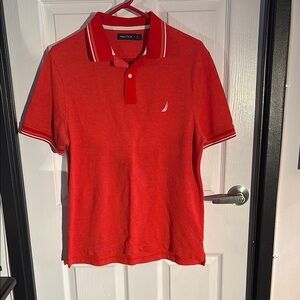 Nautica Red Polo Shirt Classic Design